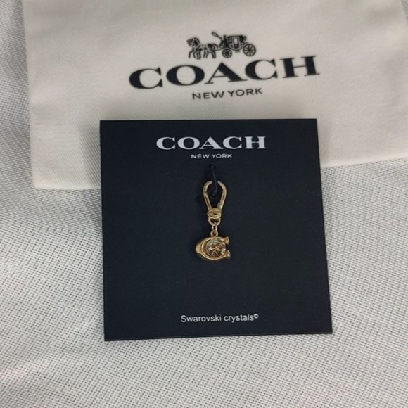 COACH Collectible Signature C Stone Charm Swarovski Crystals Gold Tone - Picture 4 of 7